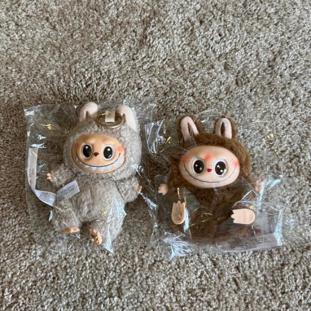 Pop Mart Labubu Plush Keychain Set Brown Light Brown Monster Art Toy